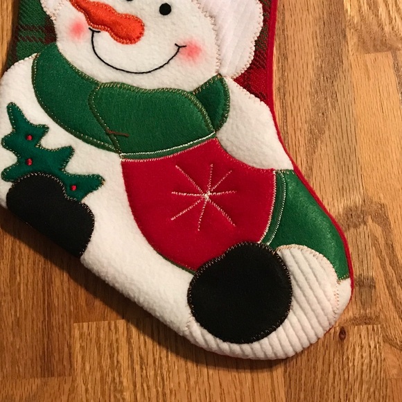NWOT Red & Green Plaid Snowman Christmas Stocking - Picture 6 of 9